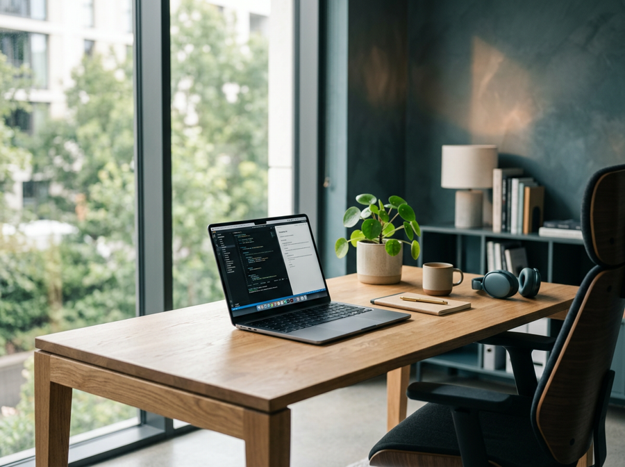 Modern minimalist office workspace